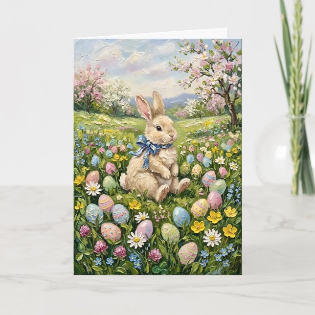 Inspiring Spring Easter Eggs And Bunny Helgkort (Framsida)