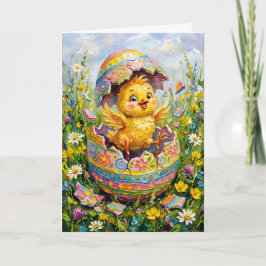 Inspiring Spring Hatching Chick Easter Egg Helgkort