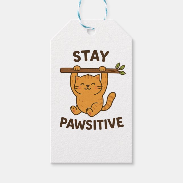 Inspiring "Stay pawsitive" Quote Print Presentetikett (Framsidan)
