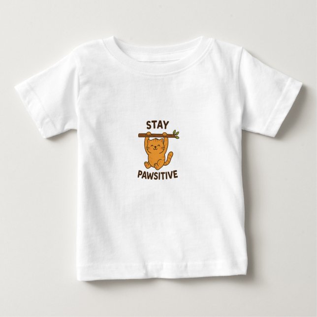  Inspiring "Stay pawsitive" Quote Print T Shirt (Framsida)