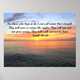 INSPIRING SUNRISE PÅ OCEAN ISAIAH 40:31 POSTER
