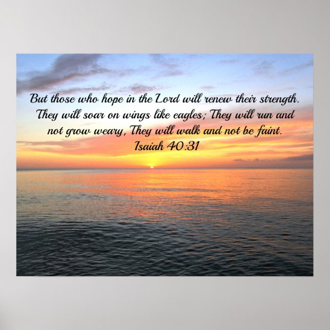 INSPIRING SUNRISE PÅ OCEAN ISAIAH 40:31 POSTER (Framsidan)
