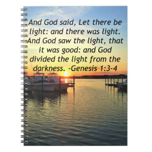 INSPIRING SUNSET GENESIS 1:3 FOTO DESIGN ANTECKNINGSBOK MED SPIRAL
