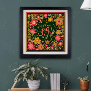 Inspiron Joy Blommigt Söt Journey Grönt Poster