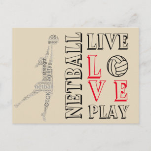 Inspiron Live Kärlek Play Netball-citat Vykort