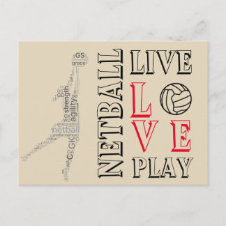 Inspiron Live Kärlek Play Netball-citat Vykort