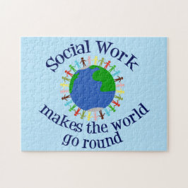 Inspiron Social Work World Quote Blue Pussel