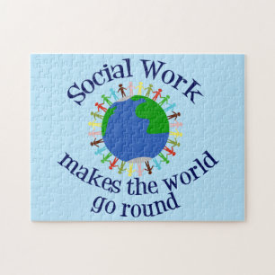 Inspiron Social Work World Quote Blue Pussel