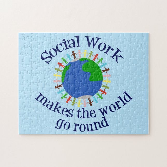 Inspiron Social Work World Quote Blue Pussel (Horisontell)
