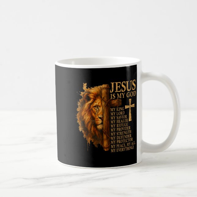 Insrational Lion Of Judah Faith Quote For Men Wome Kaffemugg (Höger)