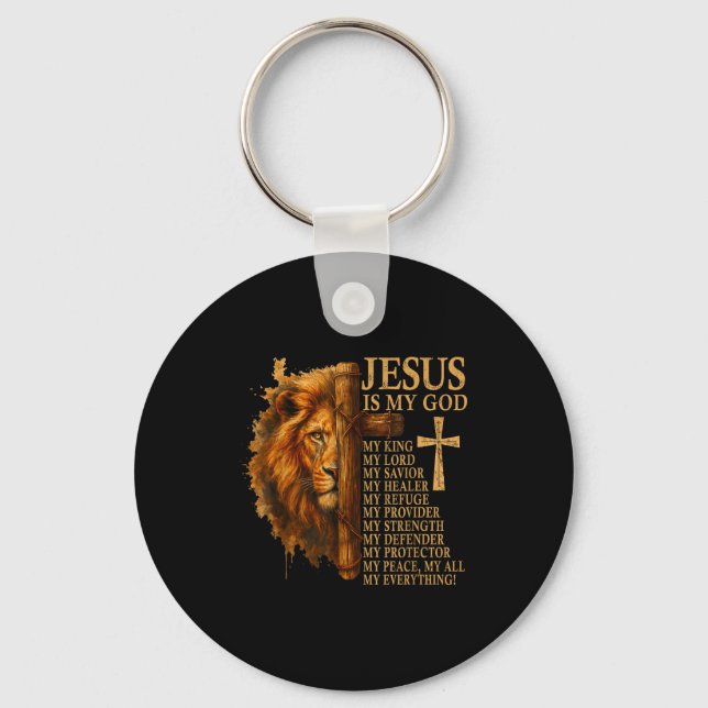 Insrational Lion Of Judah Faith Quote For Men Wome Nyckelring (Framsida)