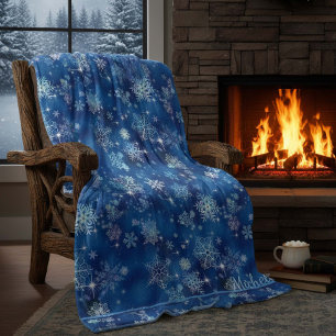 Inst Snöflingor Mönster Blue ID846 Fleecefilt