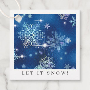 Inst Snöflingor Mönster Blue ID846 Gåvor Etiketter