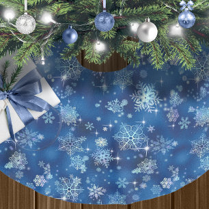 Inst Snöflingor Mönster Blue ID846 Julgransmatta Borstad Polyester