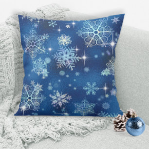 Inst Snöflingor Mönster Blue ID846 Kudde