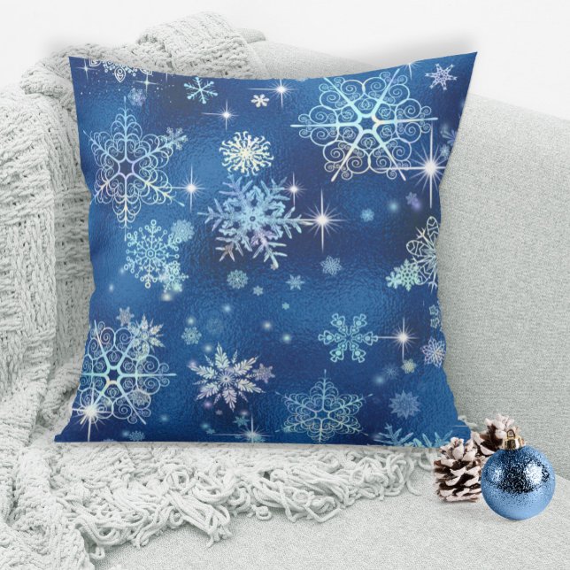 Inst Snöflingor Mönster Blue ID846 Kudde (Skapare uppladdad)