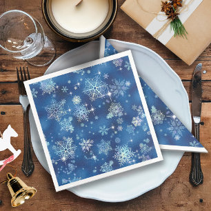 Inst Snöflingor Mönster Blue ID846 Pappersservett