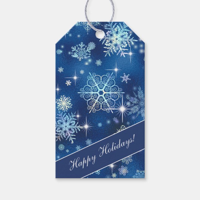 Inst Snöflingor Mönster Blue ID846 Presentetikett (Framsidan)