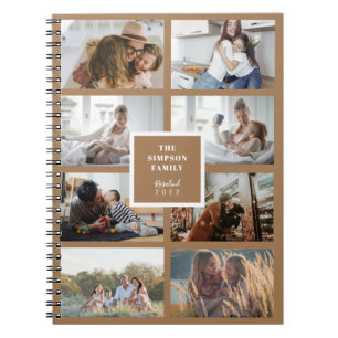 INSTA Family Photo Collage Light Brown Anteckningsbok
