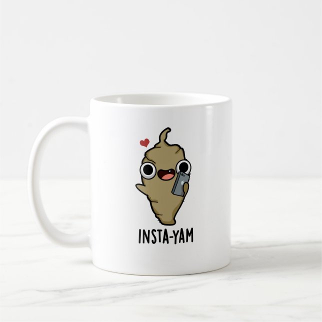 Insta-yam Funny Social Media Veggie Pun Kaffemugg (Vänster)