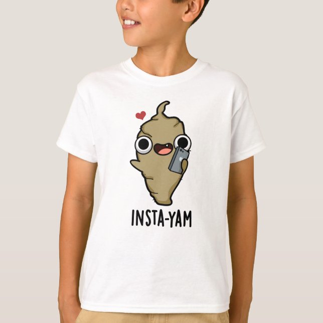 Insta-yam Funny Social Media Veggie Pun T Shirt (Framsida)