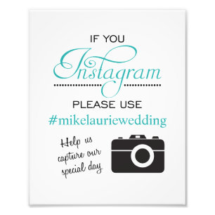 Instagram Bröllop Poster -Aqua Blue