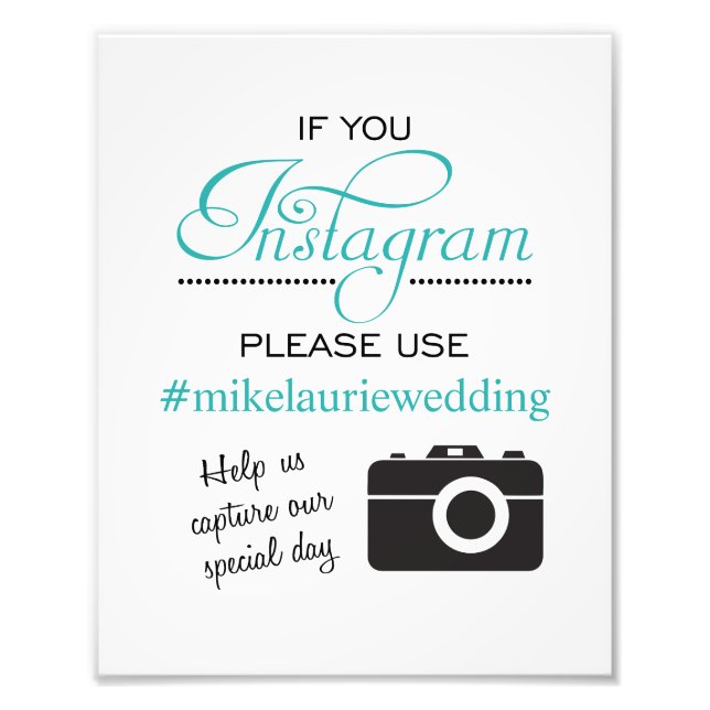 Instagram Bröllop Poster -Aqua Blue (Framsidan)