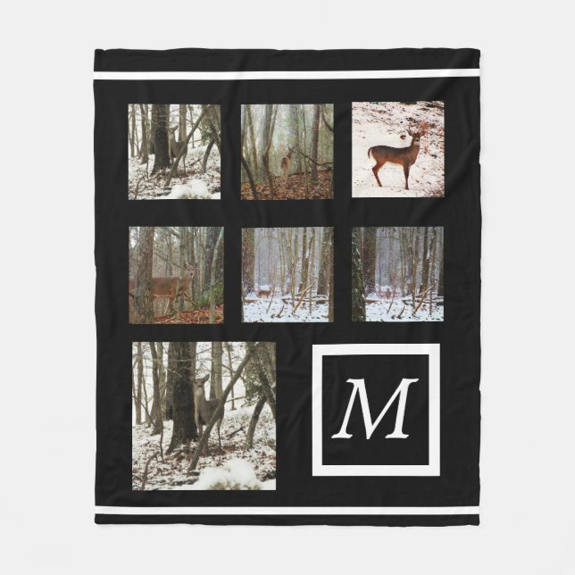 Instagram din bilder anpassningsbar collage monogr fleecefilt (Framsidan)