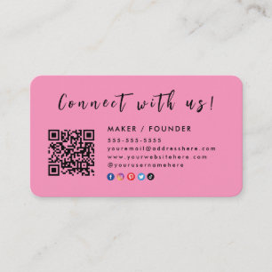 Instagram Facebook Connect med oss Flamingo Rosa Visitkort