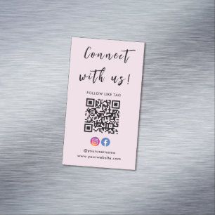 Instagram Facebook Qr-kod Anslut till USA-Rosa Magnetiska Visitkort