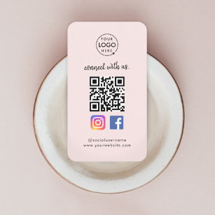 Instagram Facebook QR-kod   Sociala Medier Rosa Visitkort
