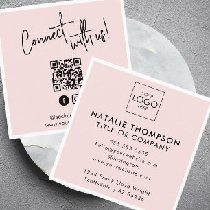 Instagram Facebook Social Media Minimalist QR-kod Fyrkantigt Visitkort