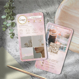 Instagram Följ mig 4 Rosa i Photo Grid Glitter Gul Visitkort