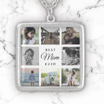 Instagram för bästa Mamma någonsin-moderna fotokol Silverpläterat Halsband<br><div class="desc">Perfektens gåva till Mors dag: En söt design med skript och modern typografi som säger "Bästa Mamma någonsin" omgiven av ditt favoritbilder.</div>