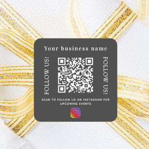 Instagram för grått-qr-kod för företagsträkol fyrkantigt klistermärke