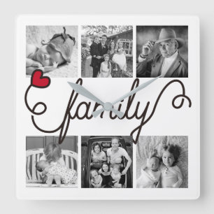 Instagram för hjärta för familjtypografikonst röda fyrkantig klocka