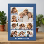 Instagram-fotokollage med 9 fyrkantiga foton blå vykort<br><div class="desc">Fotomontage av 9 foton i olika storlekar på en enfärgad bakgrund. Använd dina foton utan ramar på denna! Lägg till dina favoritbilder och ögonblicksbilder i denna remsa för en rolig minnessak. Ett konstnärligt sätt att visa dina bästa fotodelningsbilder.</div>