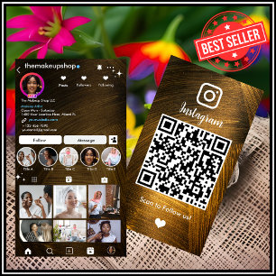 Instagram Guld & Svart Metall QR-kod Visitkort