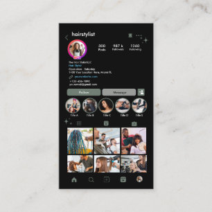 Instagram Hair Stylist Sage Grönt QR Social Media Visitkort