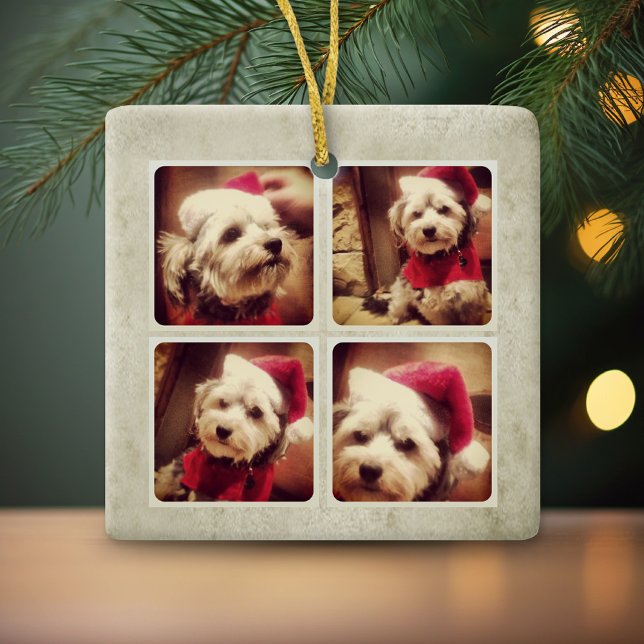 Instagram Helgdag Photo Collage Julgransprydnad Keramik (Personalized photo ornament)