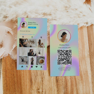 Instagram Holografisk QR-kod 10 Photo Grid Visitkort