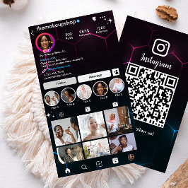 Instagram Influencer Svart QR-kod Sociala Medier Visitkort