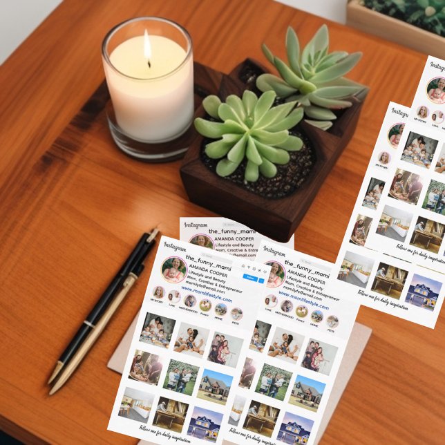 Instagram kollage stil visitkort (Instagram promotional business card. To promote your instagram and increase your likes and followers)