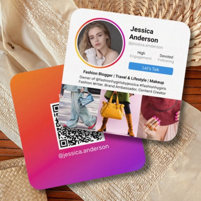 Instagram kontakta oss sociala medier fyrkantigt visitkort (Skapare uppladdad)