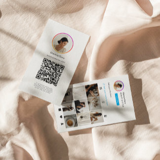 Instagram Ligh Theme QR Code 10 Photo Grid Visitkort