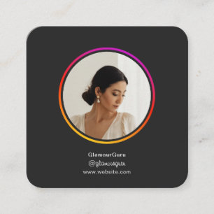 Instagram Mörk Tema QR-kod 1 Photo Social Media Fyrkantigt Visitkort