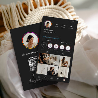 Instagram Mörk Tema QR-kod 7 Photo Social Media Visitkort