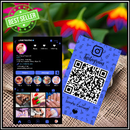 Instagram Nail Salon Blue | Social Media QR-kod Visitkort