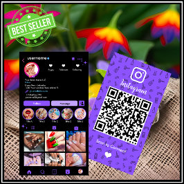 Instagram Nail Salon Lila | Social Media QR-kod Visitkort