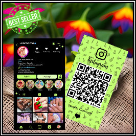 Instagram Nail Salon Lime Green | Social Media QR Visitkort